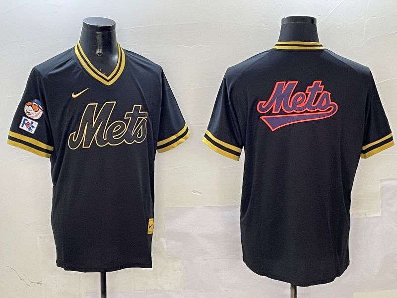 Men New York Mets Blank Black Gold Game 2025 Nike MLB Jersey style 3259